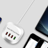 Maxbell USB Charger Hub with QC 3.0 4 USB Ports for Nightstand Desktop White Plug-US