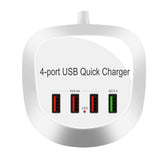 Maxbell USB Charger Hub with QC 3.0 4 USB Ports for Nightstand Desktop White Plug-US