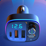 Maxbell Car Bluetooth FM Transmitter Type-C QC3.0 Dual USB Charger 7 RGB Backlit