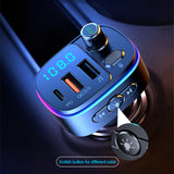 Maxbell Car Bluetooth FM Transmitter Type-C QC3.0 Dual USB Charger 7 RGB Backlit