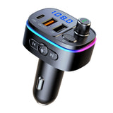 Maxbell Car Bluetooth FM Transmitter Type-C QC3.0 Dual USB Charger 7 RGB Backlit