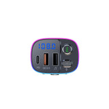 Maxbell Car Bluetooth FM Transmitter Type-C QC3.0 Dual USB Charger 7 RGB Backlit