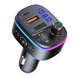 Maxbell Car Bluetooth FM Transmitter Type-C QC3.0 Dual USB Charger 7 RGB Backlit