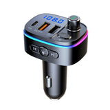 Maxbell Car Bluetooth FM Transmitter Type-C QC3.0 Dual USB Charger 7 RGB Backlit