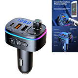 Maxbell Car Bluetooth FM Transmitter Type-C QC3.0 Dual USB Charger 7 RGB Backlit