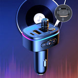 Maxbell Car Bluetooth FM Transmitter Type-C QC3.0 Dual USB Charger 7 RGB Backlit