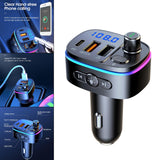 Maxbell Car Bluetooth FM Transmitter Type-C QC3.0 Dual USB Charger 7 RGB Backlit