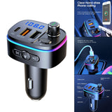 Maxbell Car Bluetooth FM Transmitter Type-C QC3.0 Dual USB Charger 7 RGB Backlit