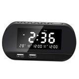Maxbell Desktop Alarm Clock with Speaker FM Function Dual USB Port LED Display Black