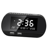 Maxbell Desktop Alarm Clock with Speaker FM Function Dual USB Port LED Display Black