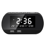 Maxbell Desktop Alarm Clock with Speaker FM Function Dual USB Port LED Display Black