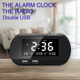 Maxbell Desktop Alarm Clock with Speaker FM Function Dual USB Port LED Display Black