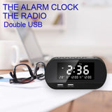 Maxbell Desktop Alarm Clock with Speaker FM Function Dual USB Port LED Display Black