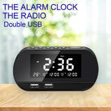 Maxbell Desktop Alarm Clock with Speaker FM Function Dual USB Port LED Display Black