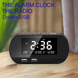 Maxbell Desktop Alarm Clock with Speaker FM Function Dual USB Port LED Display Black