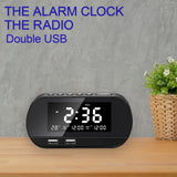 Maxbell Desktop Alarm Clock with Speaker FM Function Dual USB Port LED Display Black