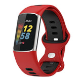 Maxbell Bands Soft Silicone Band For Fitbit charge5 smart watch Strap  Red