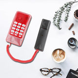 Maxbell Mini Wall Phone Corded Powered by Telephone Line for Hotel Family Red