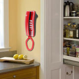 Maxbell Mini Wall Phone Corded Powered by Telephone Line for Hotel Family Red