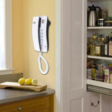 Maxbell Mini Wall Phone Corded Powered by Telephone Line for Hotel Family White