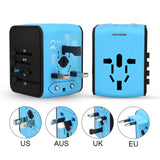Maxbell Travel Adapter 4x USB Ports All in One for Speaker Cell Phone blue