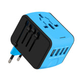 Maxbell Travel Adapter 4x USB Ports All in One for Speaker Cell Phone blue