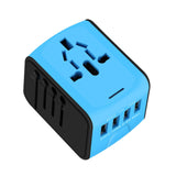 Maxbell Travel Adapter 4x USB Ports All in One for Speaker Cell Phone blue