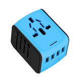 Maxbell Travel Adapter 4x USB Ports All in One for Speaker Cell Phone blue