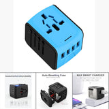 Maxbell Travel Adapter 4x USB Ports All in One for Speaker Cell Phone blue