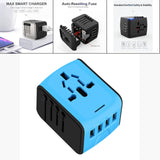 Maxbell Travel Adapter 4x USB Ports All in One for Speaker Cell Phone blue