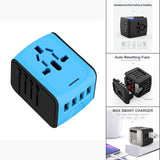 Maxbell Travel Adapter 4x USB Ports All in One for Speaker Cell Phone blue