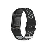 Maxbell Dual Colors Silicone Watchband Soft for Fitbit Charge5 Black Gray