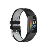 Maxbell Dual Colors Silicone Watchband Soft for Fitbit Charge5 Black Gray
