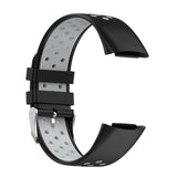 Maxbell Dual Colors Silicone Watchband Soft for Fitbit Charge5 Black Gray