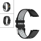 Maxbell Dual Colors Silicone Watchband Soft for Fitbit Charge5 Black Gray