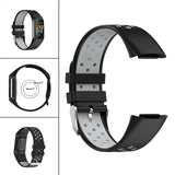 Maxbell Dual Colors Silicone Watchband Soft for Fitbit Charge5 Black Gray
