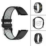 Maxbell Dual Colors Silicone Watchband Soft for Fitbit Charge5 Black Gray