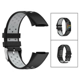 Maxbell Dual Colors Silicone Watchband Soft for Fitbit Charge5 Black Gray