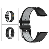 Maxbell Dual Colors Silicone Watchband Soft for Fitbit Charge5 Black Gray