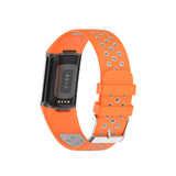 Maxbell Dual Colors Silicone Watchband Soft for Fitbit Charge5 Orange Gray