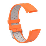 Maxbell Dual Colors Silicone Watchband Soft for Fitbit Charge5 Orange Gray