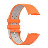 Maxbell Dual Colors Silicone Watchband Soft for Fitbit Charge5 Orange Gray