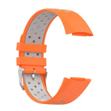 Maxbell Dual Colors Silicone Watchband Soft for Fitbit Charge5 Orange Gray