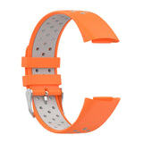Maxbell Dual Colors Silicone Watchband Soft for Fitbit Charge5 Orange Gray