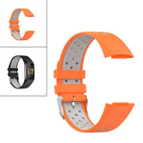 Maxbell Dual Colors Silicone Watchband Soft for Fitbit Charge5 Orange Gray