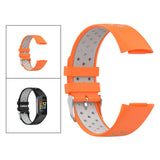 Maxbell Dual Colors Silicone Watchband Soft for Fitbit Charge5 Orange Gray