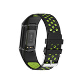 Maxbell Dual Colors Silicone Watchband Soft for Fitbit Charge5 Black Lime