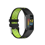 Maxbell Dual Colors Silicone Watchband Soft for Fitbit Charge5 Black Lime
