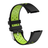 Maxbell Dual Colors Silicone Watchband Soft for Fitbit Charge5 Black Lime