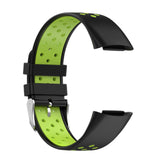 Maxbell Dual Colors Silicone Watchband Soft for Fitbit Charge5 Black Lime